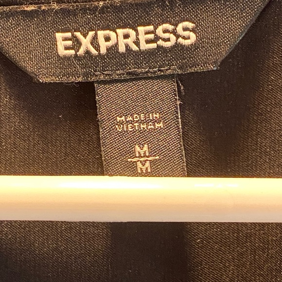 Express: Black Satin Button Wrap & Flare Dress - Picture 4 of 5